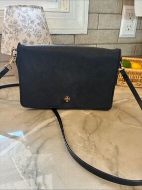 Tory Burch Black Crossbody with Gold Logo Accent